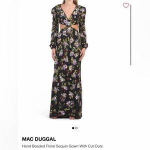 MacDuggal Floral Sequin Gown